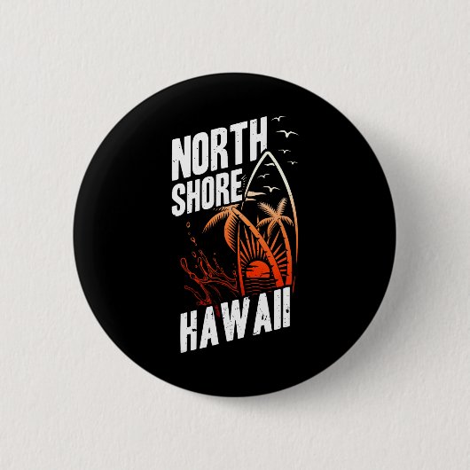 Noordkust Hawaii surfen Ronde Button 5,7 Cm (Voorkant)