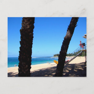 Noordkust Oahu Hawaï Strand met Surfplank Briefkaart
