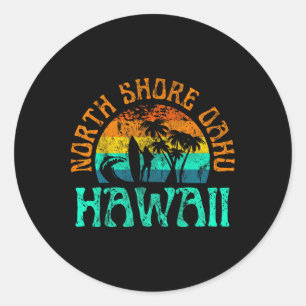 Noordkust Oahu Hawaï Surfersstrand Branding Golven Ronde Sticker