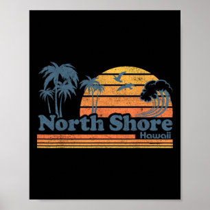 Noordkust Oahu Hawaii Vintage Strand Surfen Retro Poster