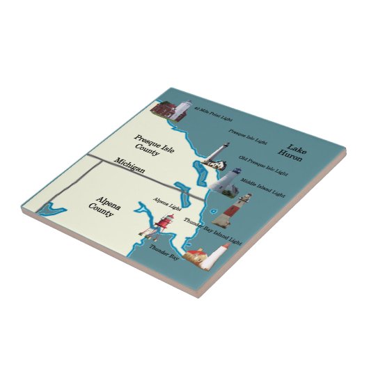 Noordoost-Benedenbouw vuurtoren van Michigan Tegeltje (Zijkant)