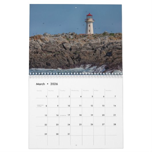 Noordoost-Maine (Machias, Cutler, Lubec) 2026 Kalender (Mar 2026)