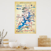 Noordoost-OK-attracties map-faux Poster (Keuken)