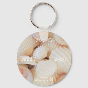 Noordoost-zuidwestelijke Compass Sea Shells Exotic Sleutelhanger