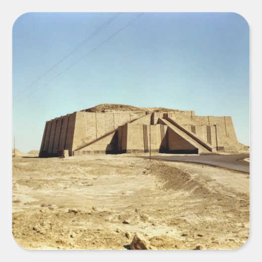 Noordoostelijke façade van de ziggurat, c.2100 BC Vierkante Sticker (Voorkant)