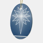 Noordoosterse kerstversiering, blauw keramisch ornament (Links)