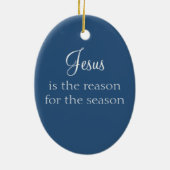 Noordoosterse kerstversiering, blauw keramisch ornament (Achterkant)