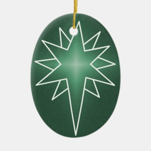 Noordoosterse kerstversiering, groen keramisch ornament (Voorkant)