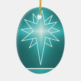 Noordoosterse kerstversiering, Turquoise Keramisch Ornament