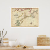 Noordoostkust Verenigde Staten van Amerika Kaart 1 Poster (Keuken)