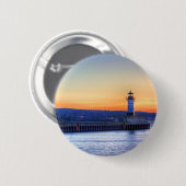 Noordpier en vuurtoren ronde button 5,7 cm (Voorkant /achterkant)