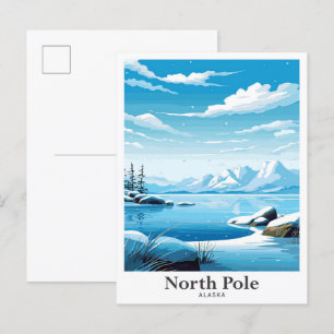 Noordpool Alaska Art Vintage Travel Illustratie Briefkaart