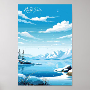 Noordpool Alaska vintage reisillustratie Poster