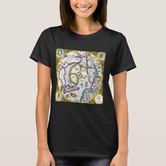 Noordpool Arctische kaart Gerardus Mercator Oude k T-shirt (Voorkant)