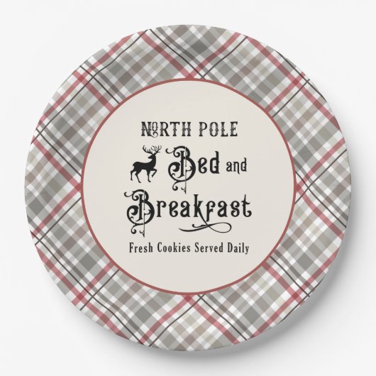 Noordpool Bed en ontbijt Kerstmis Papieren Bordje (Voorkant)