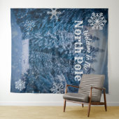 Noordpool Besneeuwde Bomen  | Feest Achtergrond Wandkleed (In Situ (horizontaal))