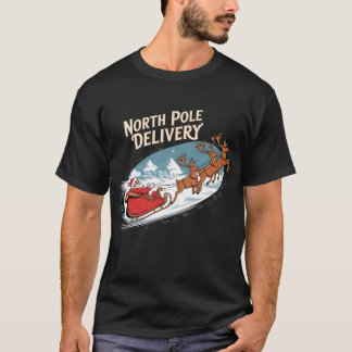 Noordpool bezorgscène met Santa en Rendier T-shirt