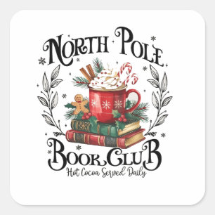 Noordpool Boekclub Heet Chocolade Kerstmis Vierkante Sticker