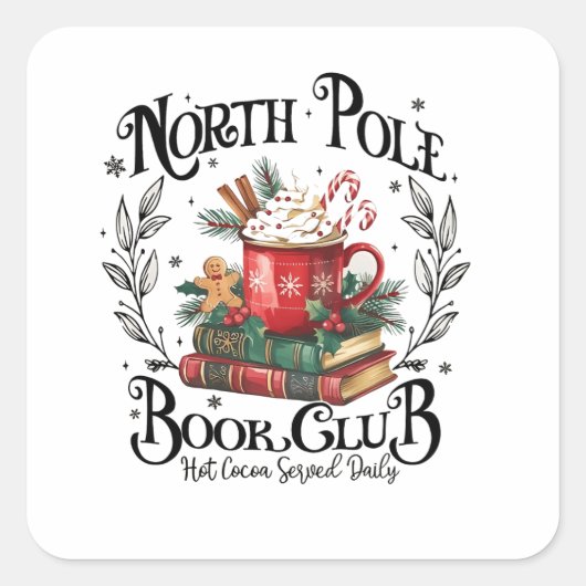 Noordpool Boekclub Heet Chocolade Kerstmis Vierkante Sticker (Voorkant)