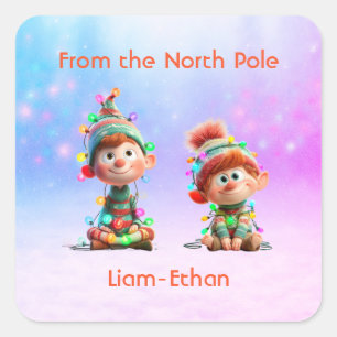 Noordpool Elf Feest Kerstmagie Vierkante Sticker