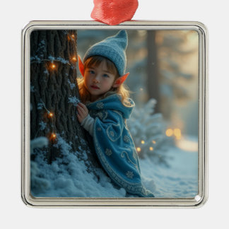 Noordpool Elf in de winter Metalen Ornament