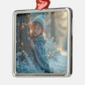 Noordpool Elf in de winter Metalen Ornament (Links)