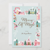 Noordpool Elf Workshop Santa Claus Pink Village Feestdagenkaart (Voorkant)