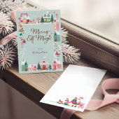 Noordpool Elf Workshop Santa Claus Pink Village Feestdagenkaart