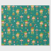 Noordpool Elves - kerstpatroon Cadeaupapier (Vlak)