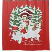 Noordpool Elves, Santa Claus en Wildlife Douchegordijn (Voorkant)