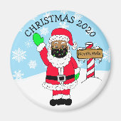 Noordpool Etnische Kerstman in Facemask 2020 Keepo Magneet (Voorkant)