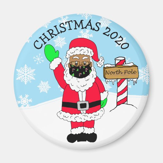 Noordpool Etnische Kerstman in Facemask 2020 Keepo Magneet (Voorkant)