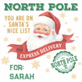 Noordpool Express Levering Kerstman Kerstmis Sticker (Voorkant)
