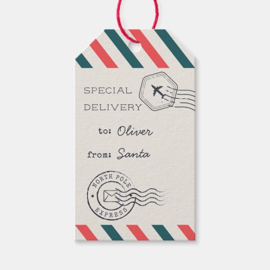 Noordpool Express met Kerstmis Air Mail - Speciaal Cadeaulabel (Voorkant)