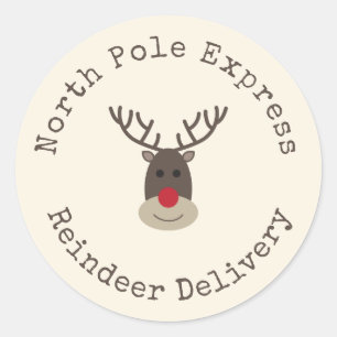 Noordpool Express Rendier Bezorging Kerstmis Ronde Sticker