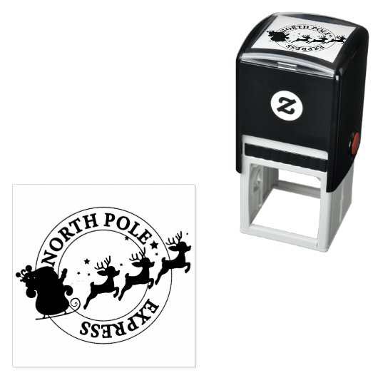 Noordpool Express Santa & Rendier Zelfinktende Stempel (In situ)