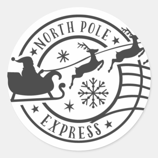 Noordpool Express Santa Sleigh Kerststempel Ronde Sticker (Voorkant)
