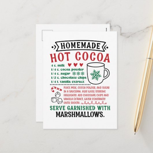 Noordpool Hot Chocolate Recept Feestdagenkaart (Voorkant / Achterkant in situ)