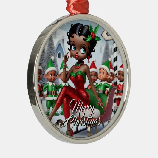 Noordpool Kerstgroeten Metalen Ornament (Rechts)