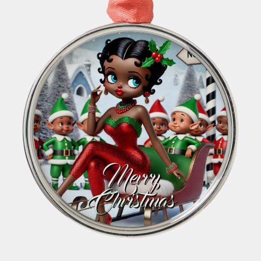 Noordpool Kerstgroeten Metalen Ornament (Voorkant)