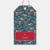 Noordpool Kerstman en rendier feestelijk Cadeaulabel (Voorkant)