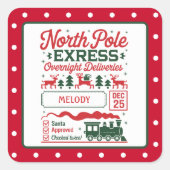 Noordpool Kerstman express levering gestippeld Vierkante Sticker (Voorkant)