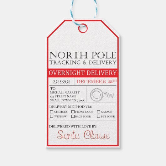 Noordpool Kerstman Levering Kerstmis Cadeaulabel (Voorkant)