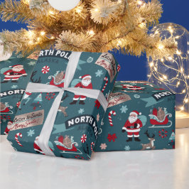 Noordpool Kerstman Patroon - Feestelijke Kerstmis Cadeaupapier