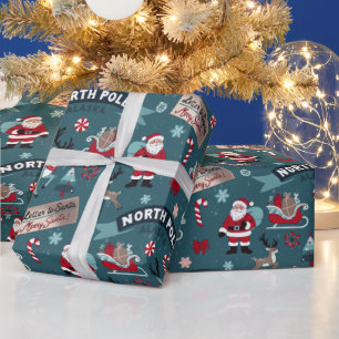 Noordpool Kerstman Patroon - Feestelijke Kerstmis Cadeaupapier