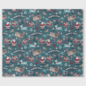 Noordpool Kerstman Patroon - Feestelijke Kerstmis Cadeaupapier (Vlak)