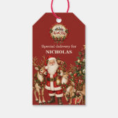 Noordpool Kerstman Rendier Kerstmis Aangepaste Na Cadeaulabel (Achterkant)