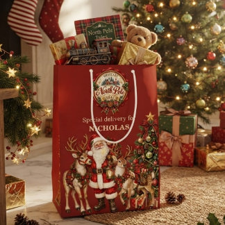  Noordpool Kerstman Rendier Kerstmis Aangepaste Na Medium Cadeauzakje