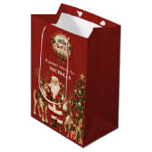 Noordpool Kerstman Rendier Kerstmis Aangepaste Na Medium Cadeauzakje (Voorkant Gekanteld)