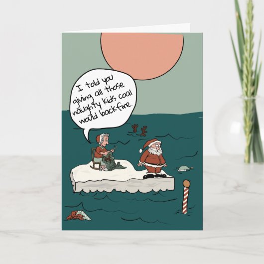Noordpool Klimaatcrisis Grappige kerst Kaart (Voorkant)